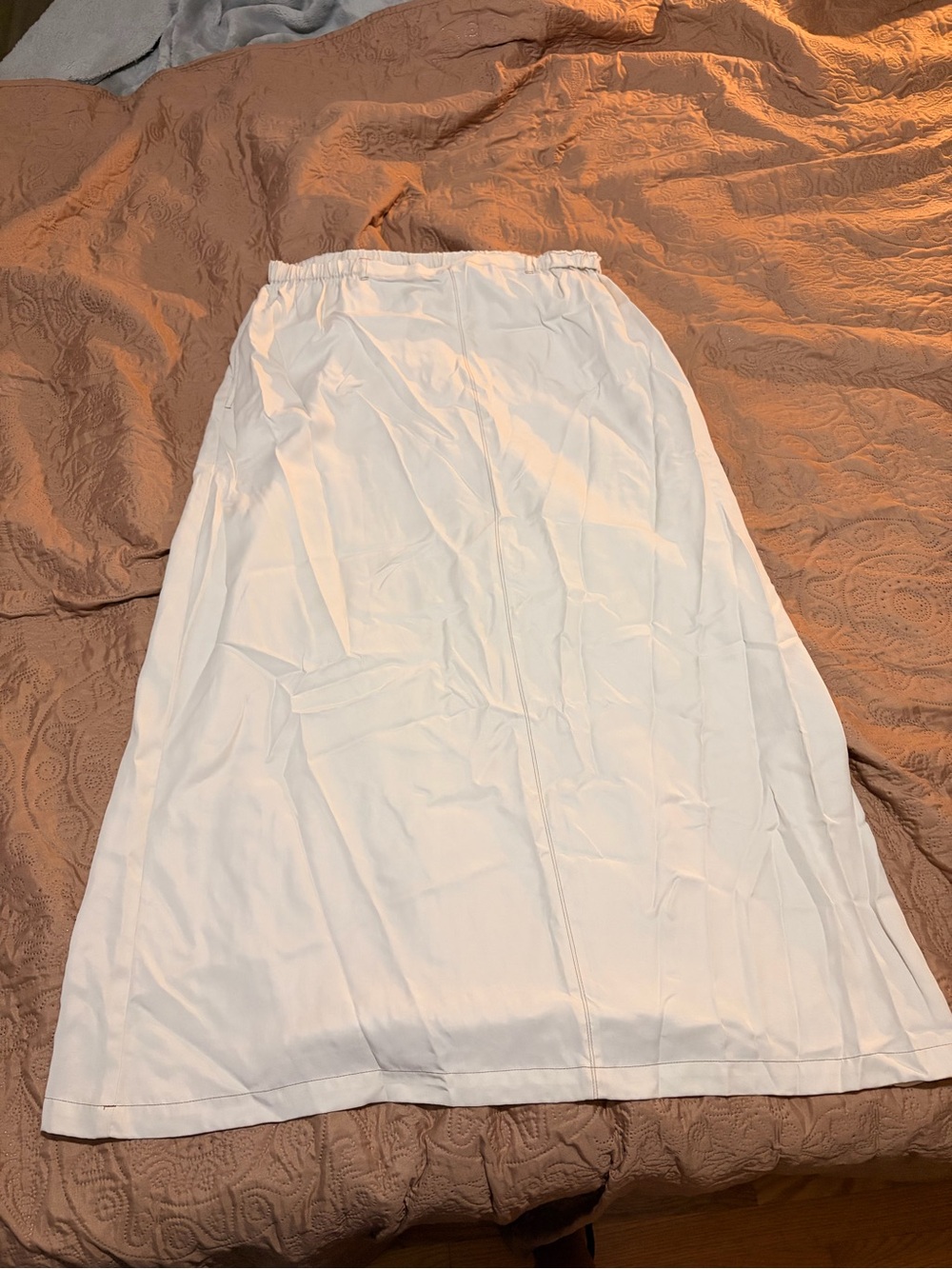 Karen Scott Cream 100% Tencel Lyocell Elastic Waist A-Line Maxi Skirt
